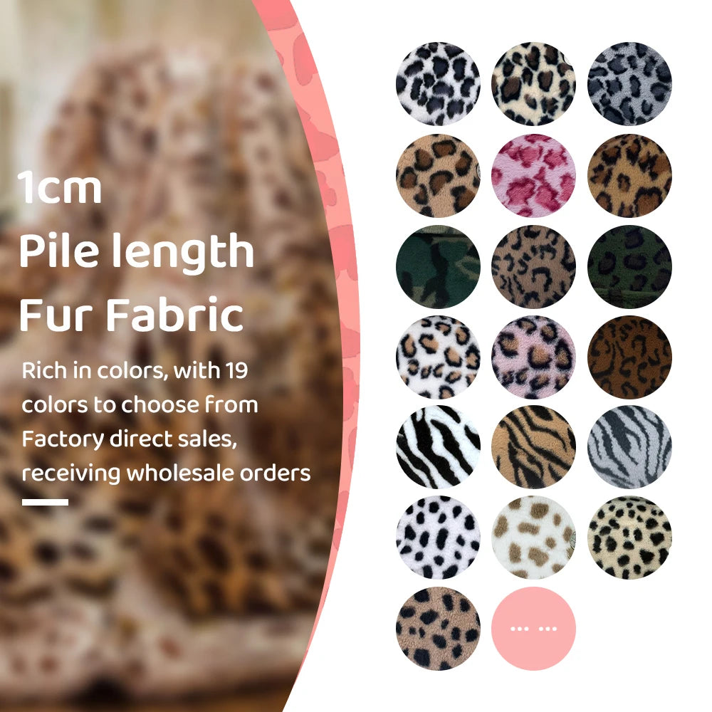 Leopard Print Plush Fabric 25x45cm/160x50cm/160x100cm Faux Fur Fabric 1cm Minky Fabric DIY Handmade/Decoration Sewing Fabric