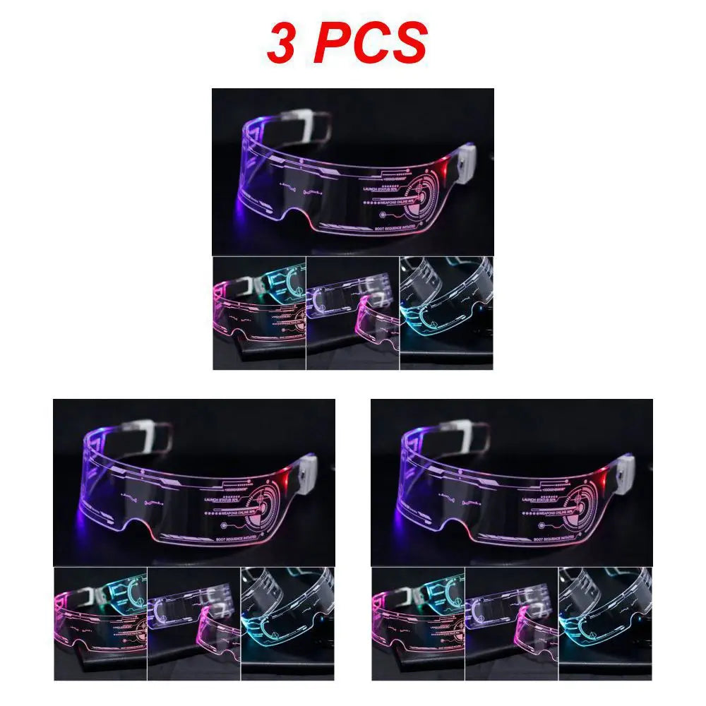 Sense of Future Science Technology LED Luminous Glasses Ins Popular Punk Goggles Party Christmas Colorful Light Shades Decor