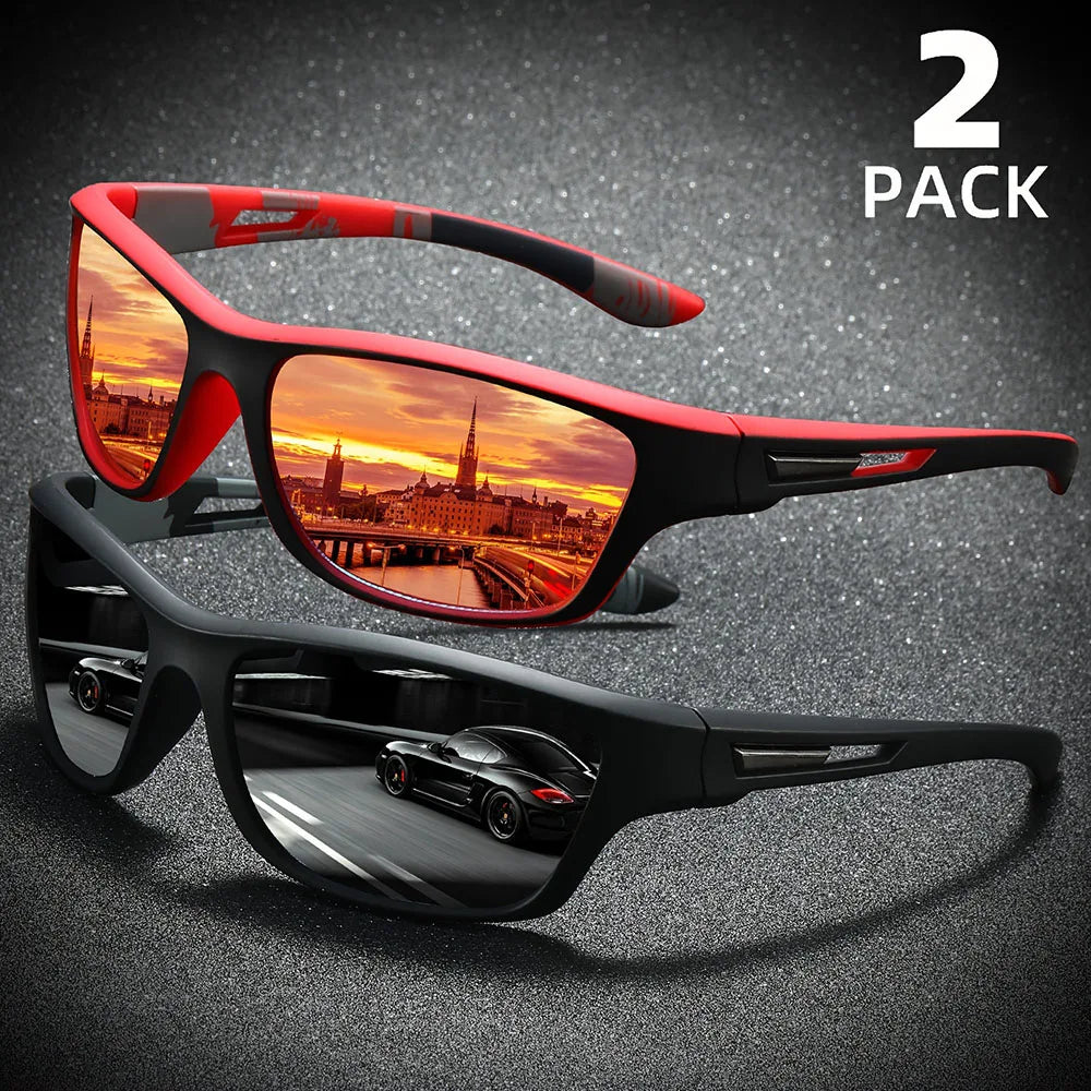 2pcs Polarized Wrap Around Sunglasses for Men and Women Fishing UV Protection Glasses Perfect for Outdoor Sports Travel Driving