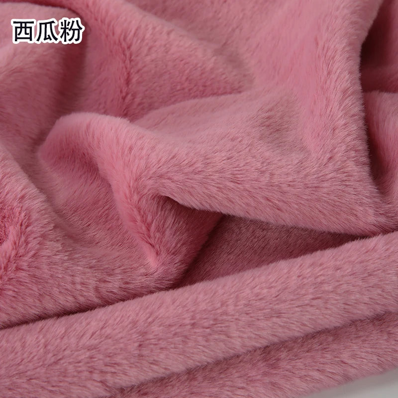Plain Faux Fur Fabric Smooth by the Meter for Clothes Coats Dolls Sewing Thickened Imitation Rex Rabbit Plush Textile Soft Silky