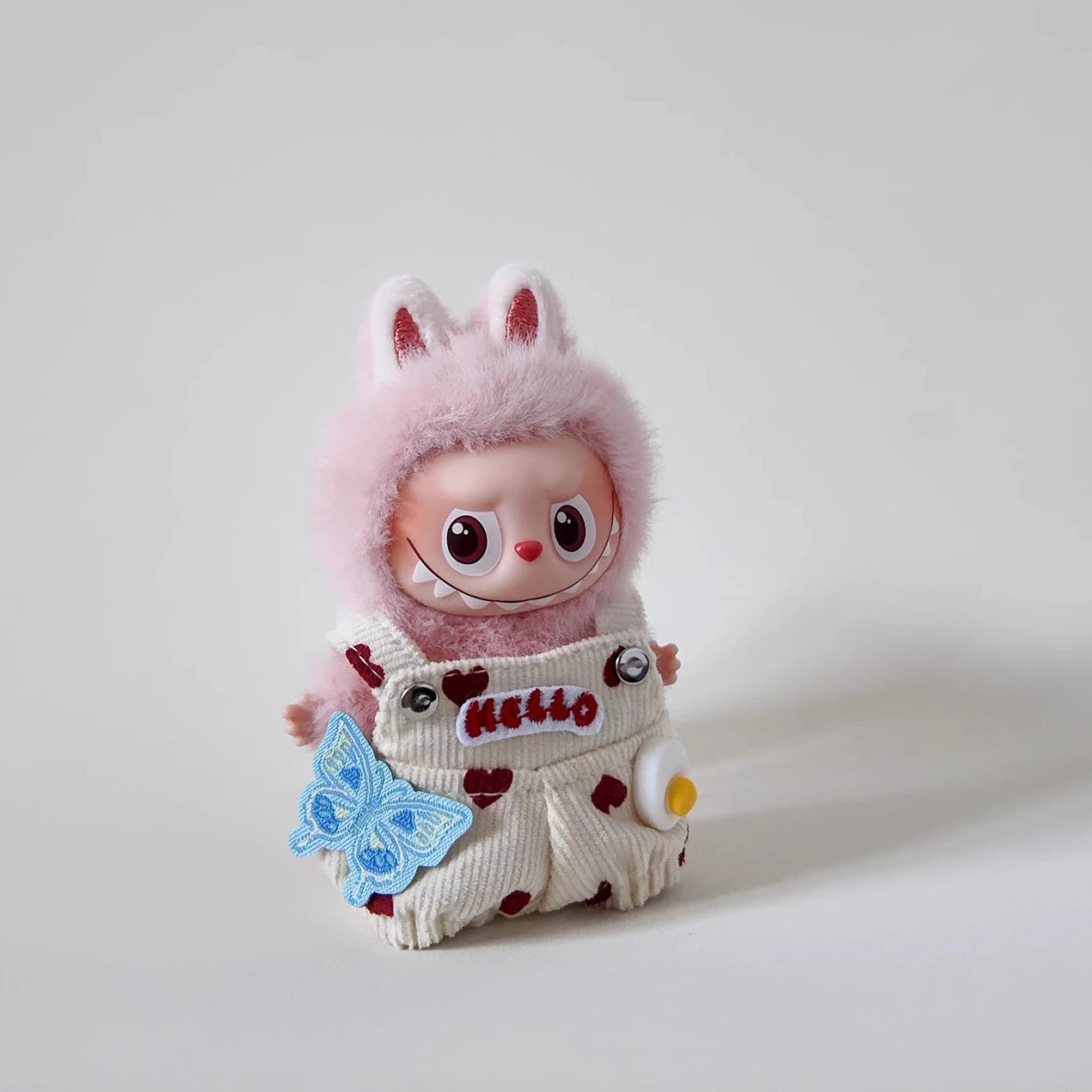 Love Overalls for Mini Labubu V4 V3 V2 V1 Clothing for Labubu 4.0 the Monsters Pin for Love Series Doll Accessories
