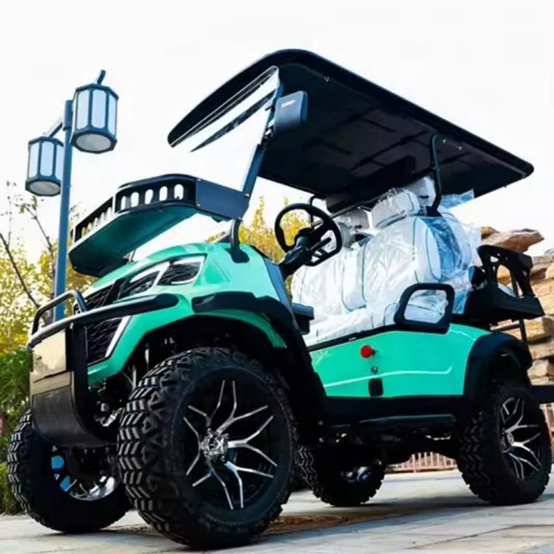 Factory Custom Street Legal 4 Wheel Off Road Golf Buggy Lifted Electric Solar Panels 2+2 Seater Golf Cart