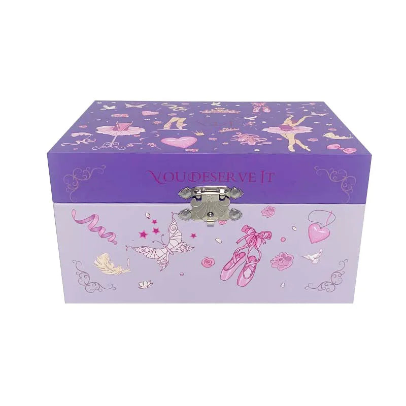 Hapinest Musical Ballerina Jewelry Box for Girl Necklace Spinning Ballerina Jewelry Storage and Music Box Kids for Birthday Gift
