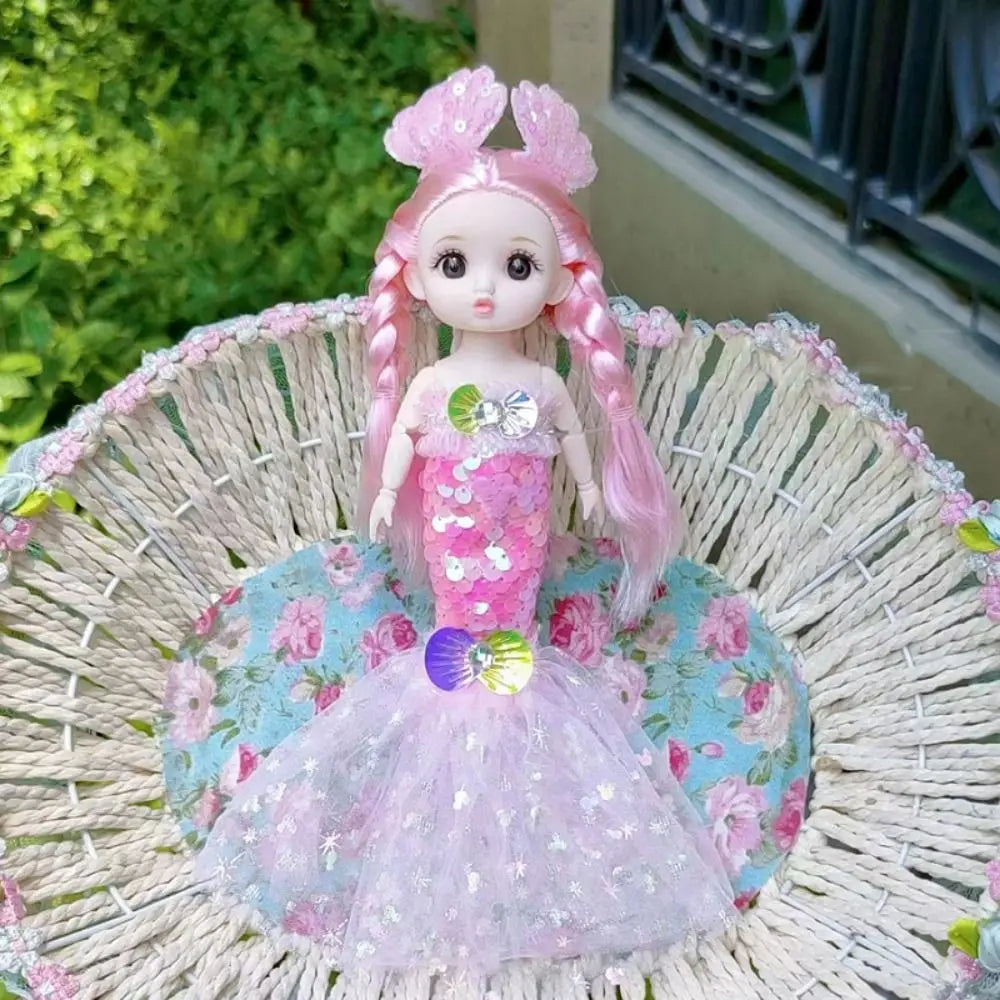 24cm Bjd Sequin Mermaid Doll Joints Movable Fashion Clothes Wedding Dress Costume Clothes Girl Princess Play House Toy Gift