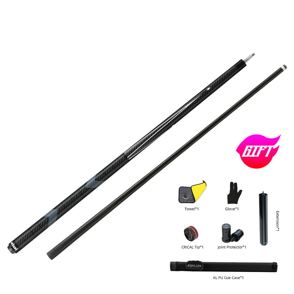 CRICAL Carbon Fiber Billiard Pool Cue Stick Black Technology Carbon Pool Cue Stick Kit 11.5/12.5mm Extender With Billiard