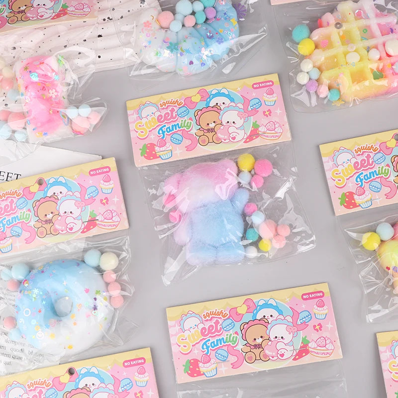 1PC Cute Squishy Toy Kawaii Plush Cake Waffles Donuts Food Slow Rebound Pinch Decompression Toy Stress Release Vent Gift