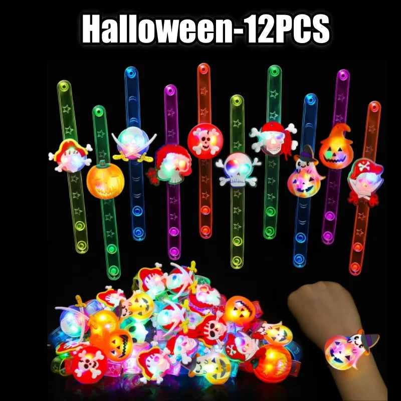 Halloween LED Party Favors Kids Flashing Bracelets Christmas Light Up Toys Treat Bag Fillers Goody Gift Fillers Non Candy