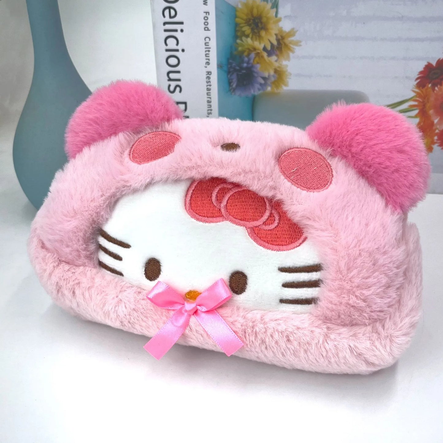 Sanrio Kuromi Cosmetic Bag Plush Pencil Case Hello Kitty Makeup Bag Large Capacity Stationery Pencil Pouch Storage Bag Girl Gift
