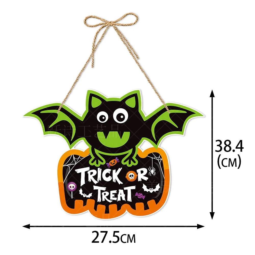 Halloween Hanging Sign Festive Pumpkin Bat and Skull Designs for Home Door Wall Yard Decor Decor Party Outdoor Indoor Supplies