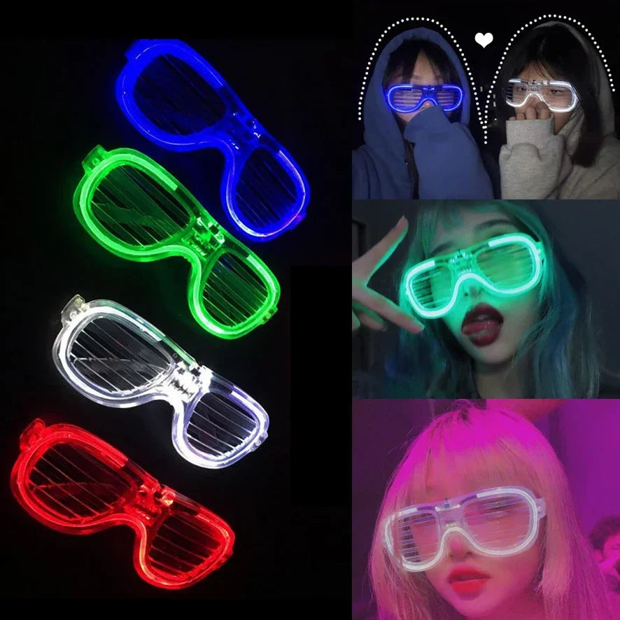 Light Up LED Shutter Glasses Party Sunglasses Glow in the Dark Neon Blinds for Rave Christmas Birthday Wedding Party Decoration