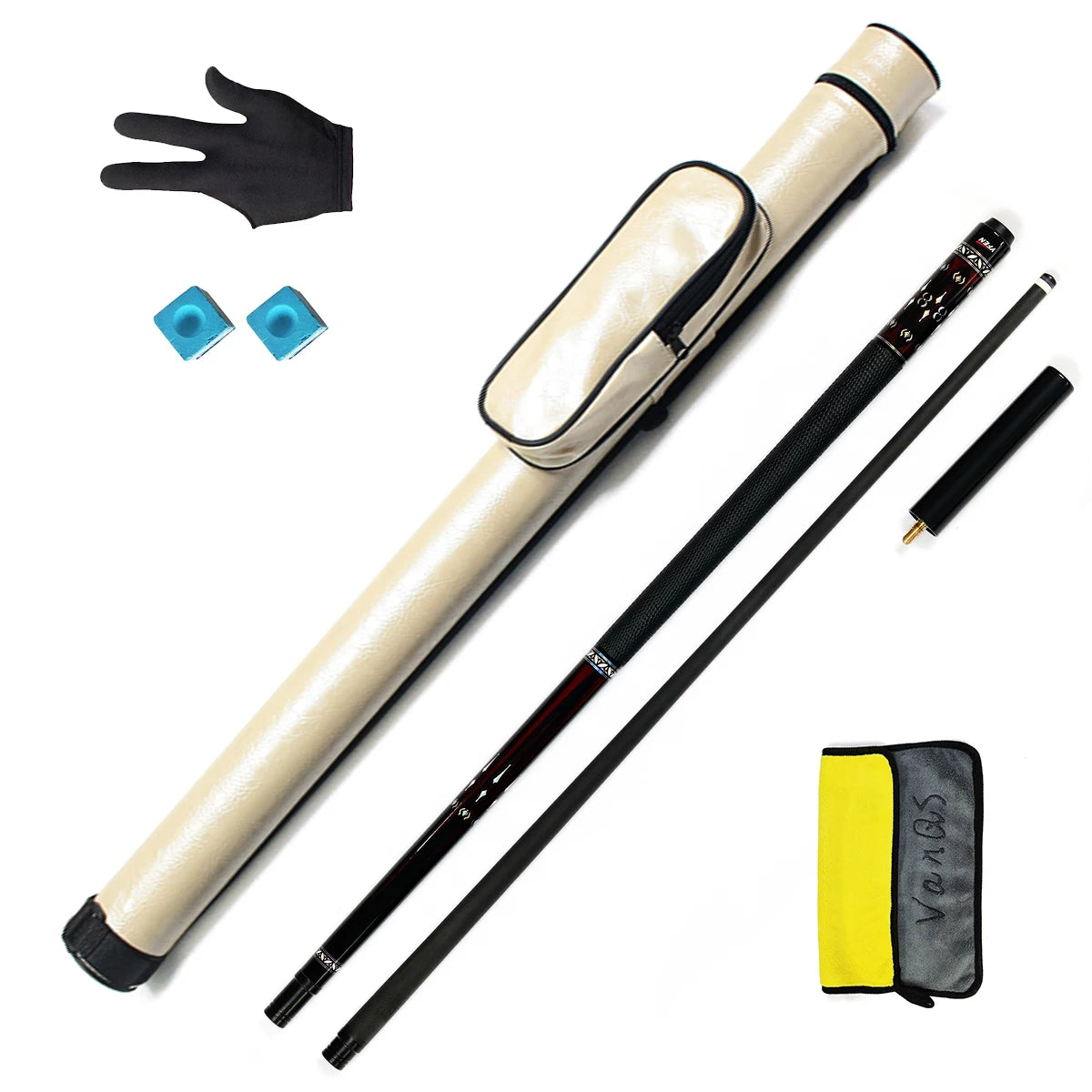 YFen Carbon Fiber Billiard Pool Cue 1/2-Pc With Cue Bag and Extension Kit Gift Set