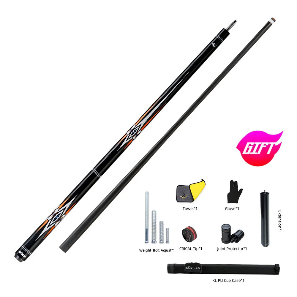 CRICAL Carbon Fiber Billiard Pool Cue Stick Black Technology Carbon Pool Cue Stick Kit 11.5/12.5mm Extender With Billiard