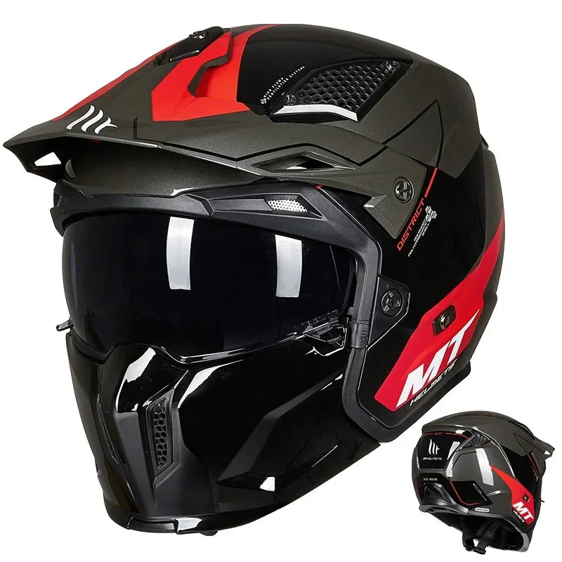 MT Off-Road Motorcycle Helmet Riding Full Face Helmet Variable Half Helmet Personality Unisex Retro Helmet