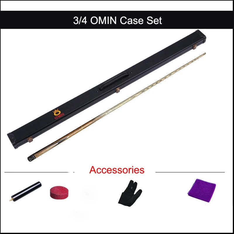 2022 New OMIN Snooker Cue 3/4 Jointed Snooker Cue Stick 9.5mm/10mm Tips With Snooker Cue Case Set 8405/8403