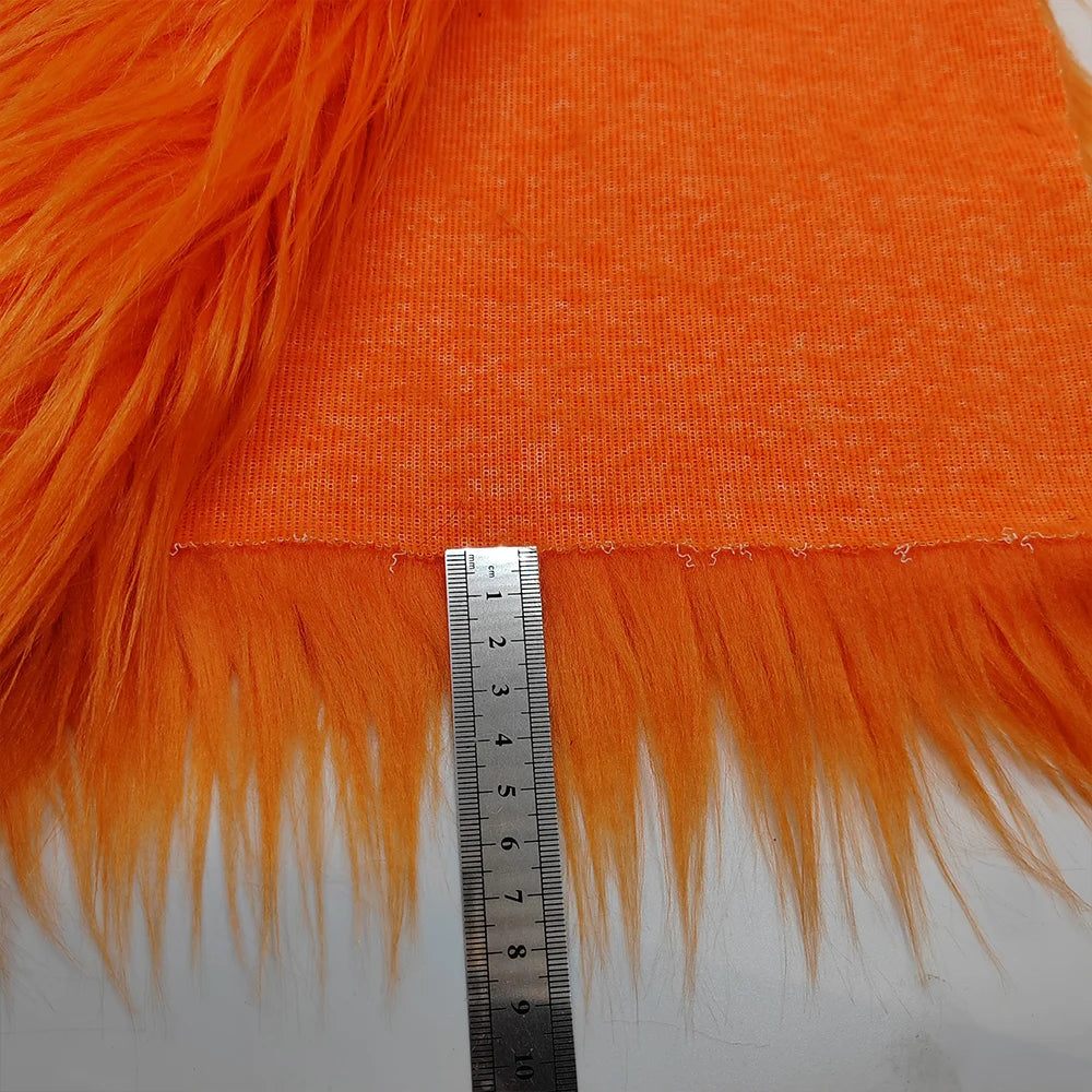 Fashion,9cm Hair Orange Imitate Lion Fur Fabric,Sewing Material,Diy Clothing Accessories,Christmas Decoration,Faux Fur Fabric