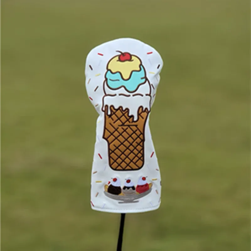 Ice Cream Design Golf Club #1 #3 #5 Wood Headcovers Driver Fairway Woods Cover PU Leather Head Covers