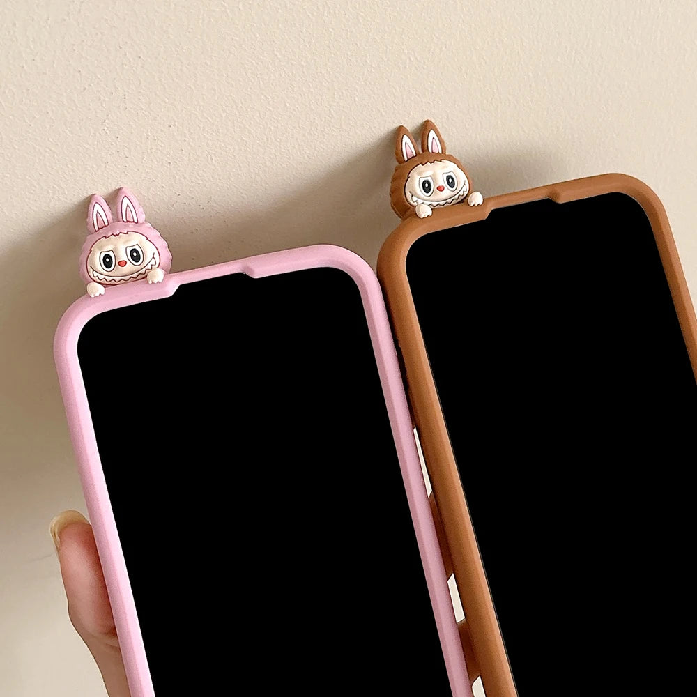 Funny Cartoon LaBubu Monsters Toy Cover for iPhone 16 15 14 13 12 Pro Max Soft Silicone Case
