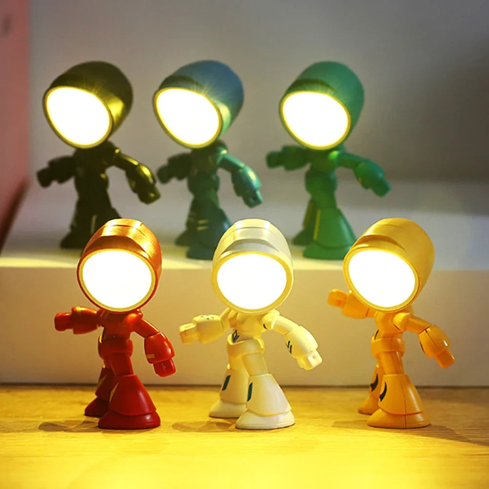 Mini Table Lamp Cute Robot Hero Led Desk Night Light Bedroom Study Reading Book Lamps Night Light Eye Protection Bedside Lights
