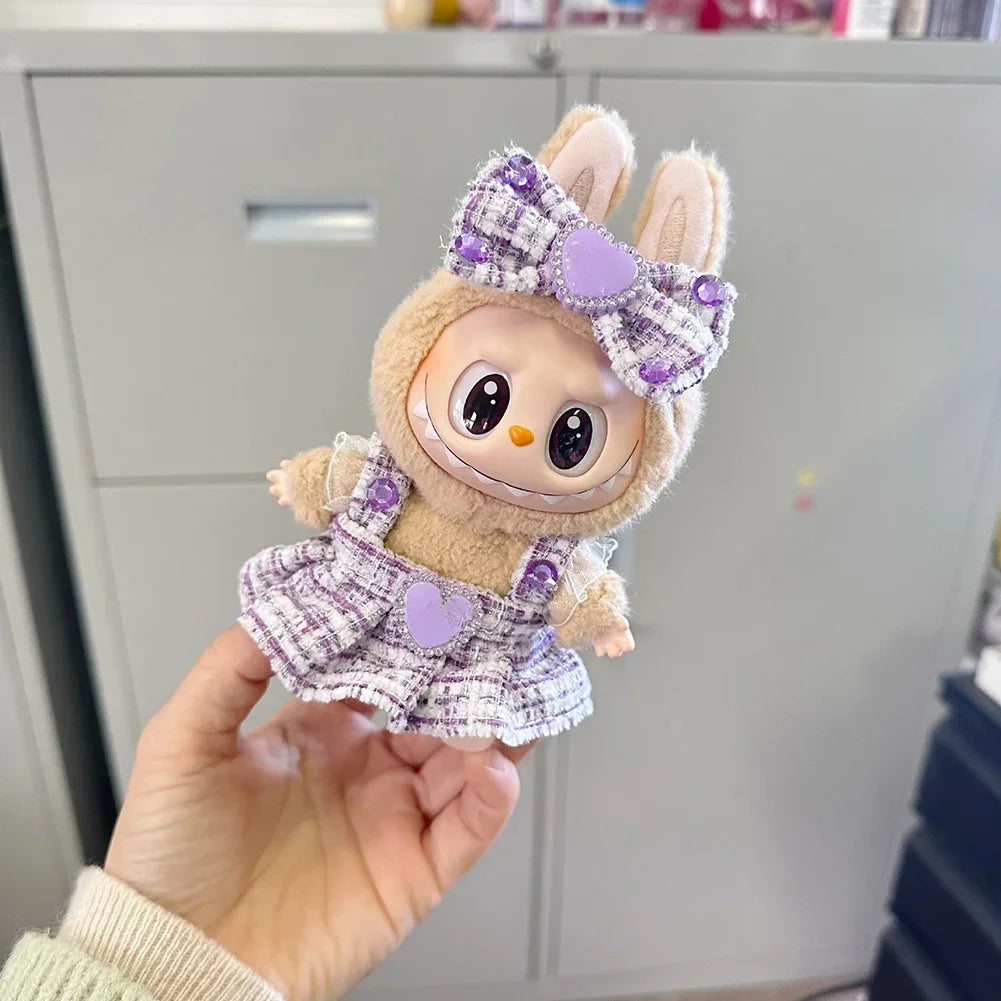 17cm Labubu Plush Doll Clothes Outfit Accessories Korea Kpop Exo Labubu Idol V1 V2 Black Dress Suit Gift