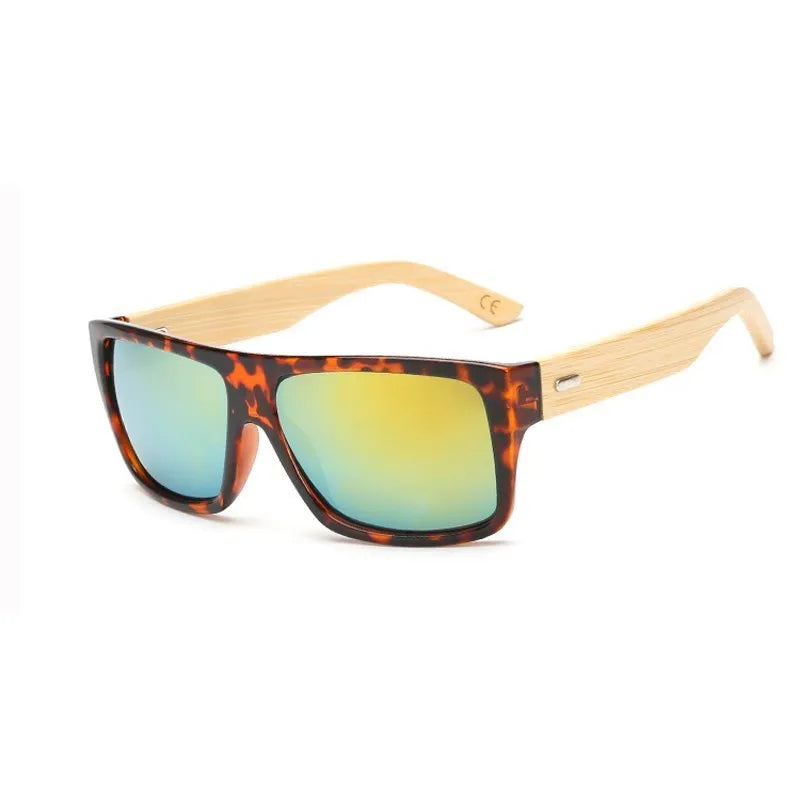 Original Wooden Bamboo Sunglasses Men Women Mirrored UV400 Sun Glasses Real Wood Shades Gold Blue Goggles Sunglases Male