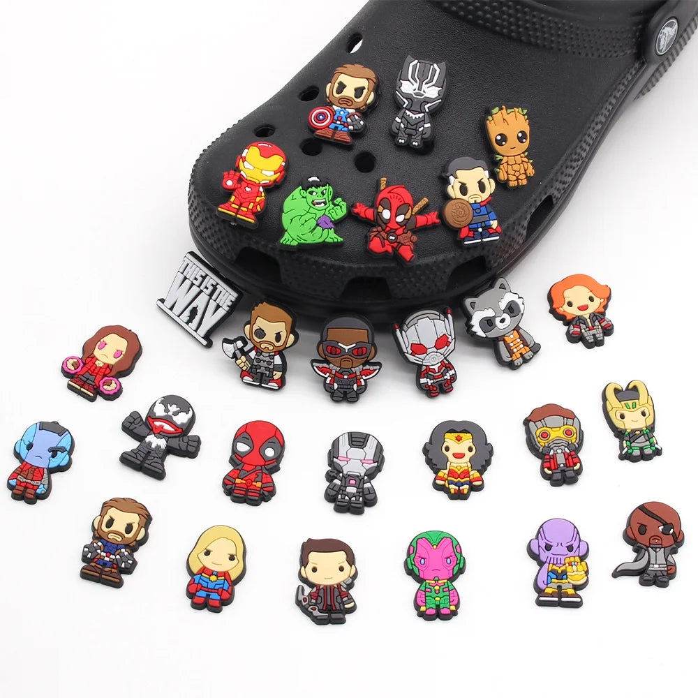Cute Disney Marvel Superhero PVC Shoes Charms Cute Cartoon DIY Sandals Accessories for Clogs Decorations Boy Kids Gift