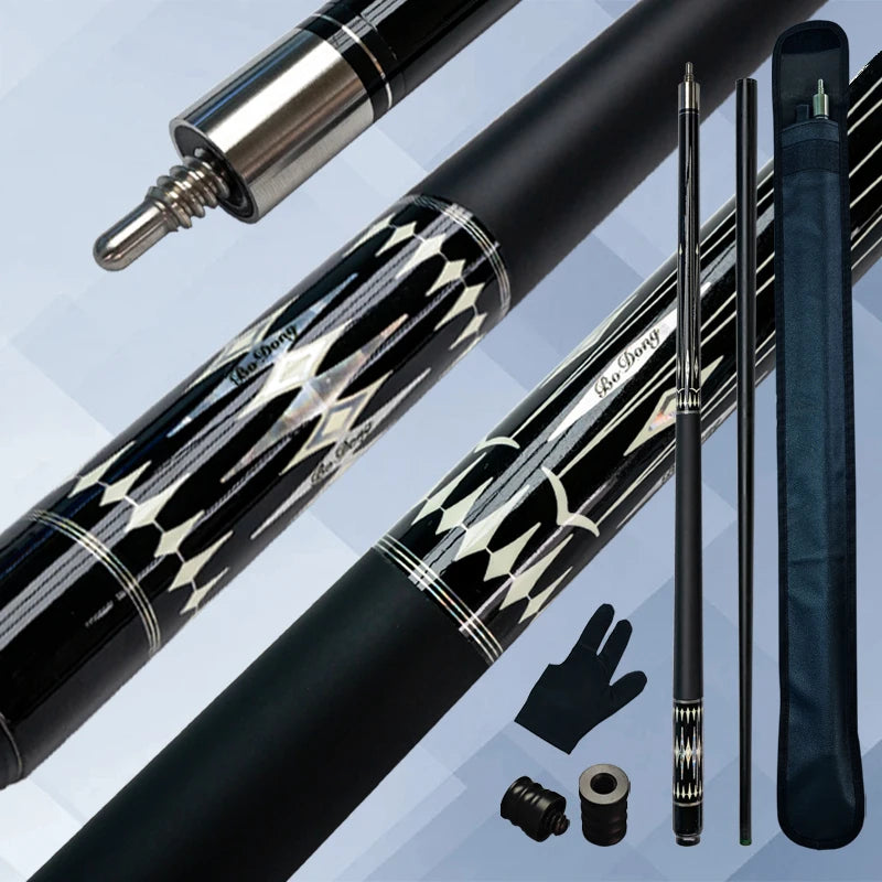 Professional Carbon Fiber Billiards Cue Stick Bag Set 12.5mm Tip Pool Cue Accessories for Carom Billiard Occupation Pool Games