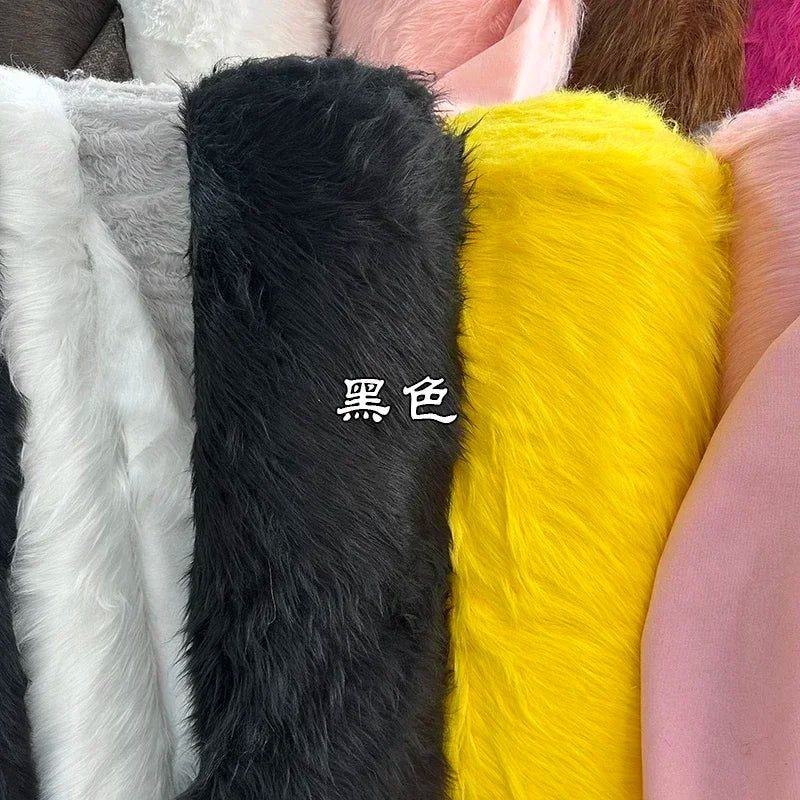 Soft Long Hair Plush Fabric Faux Fur by the Meters for Toy Upholstery Cosplay Diy Sewing Cloth Black Blue Purple Gray Beige Red