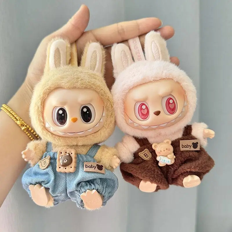 17cm Mini Plush Doll'S Clothes Outfit Accessories for Korea Kpop Exo Labubu I II Idol Dolls Sitting Party Overalls Clothing Gift