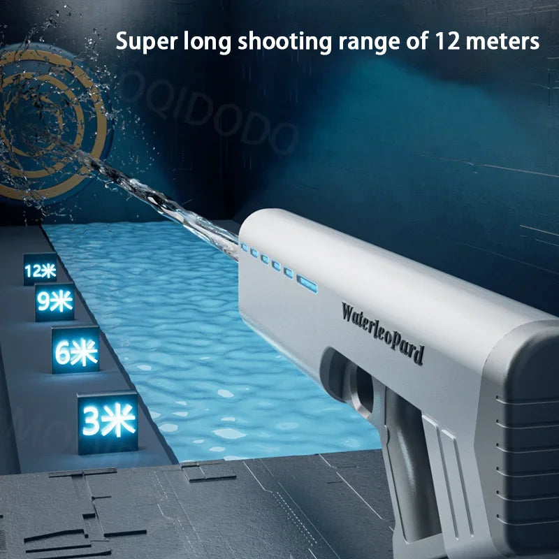 Electric Water Gun Toy With Light Waterproof Fully Automatic Water Pistol Spray Burst Absorbing Outdoor Pool Toys for Kids Gifts