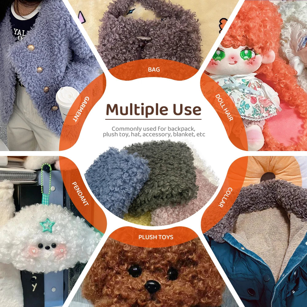 Teddy Fur Plush Fabric Polyester Soft Fabrics by Meters Promotion for DIY Doll Hair Non Elastic Solid Color Single Sided Velvet