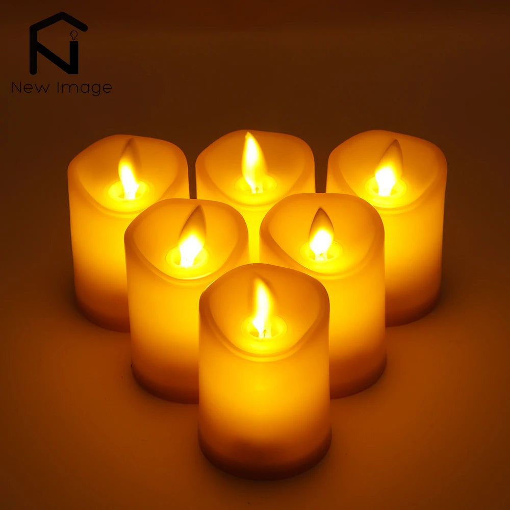 6Pcs LED Flameless Candles Flickering Battery Operated Pillar Candles Tealight Led Halloween Christmas Weddings Home Decor
