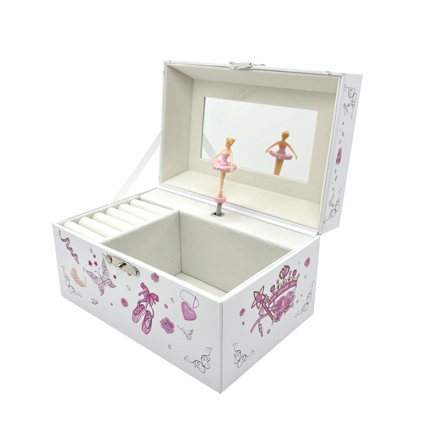 Hapinest Musical Ballerina Jewelry Box for Girl Necklace Spinning Ballerina Jewelry Storage and Music Box Kids for Birthday Gift
