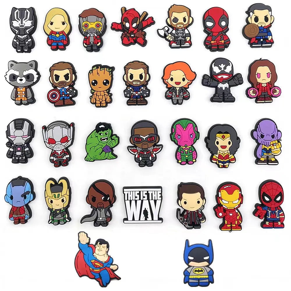 Cute Disney Marvel Superhero PVC Shoes Charms Cute Cartoon DIY Sandals Accessories for Clogs Decorations Boy Kids Gift