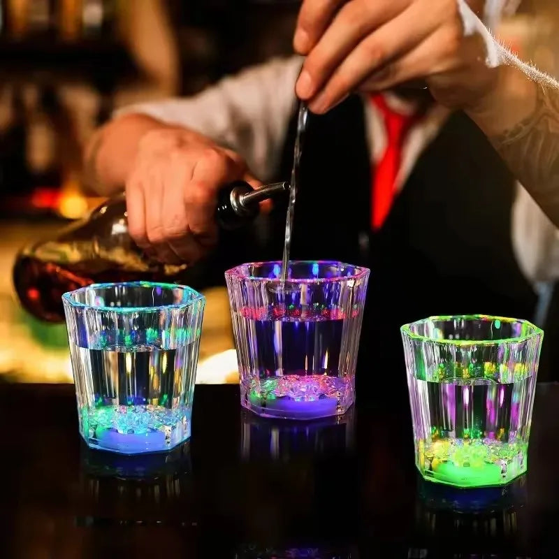 24/48Pcs LED Glowing Glasses Cup Light Up Shot Cup LED Flash Drinking Glasses Light Up Shot Glasses for Party Glow in the Dark 