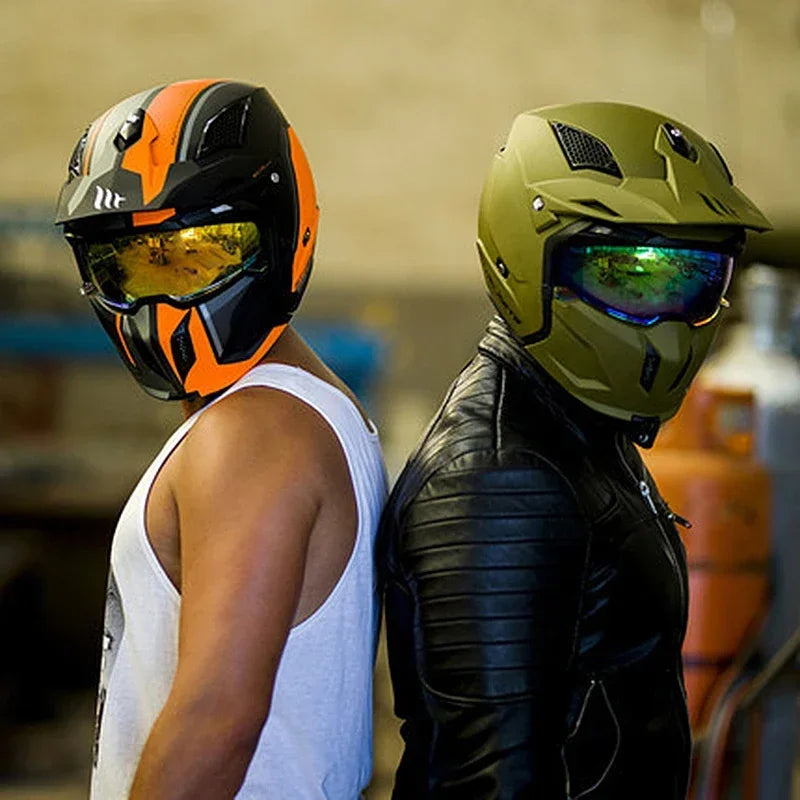 MT Off-Road Motorcycle Helmet Riding Full Face Helmet Variable Half Helmet Personality Unisex Retro Helmet
