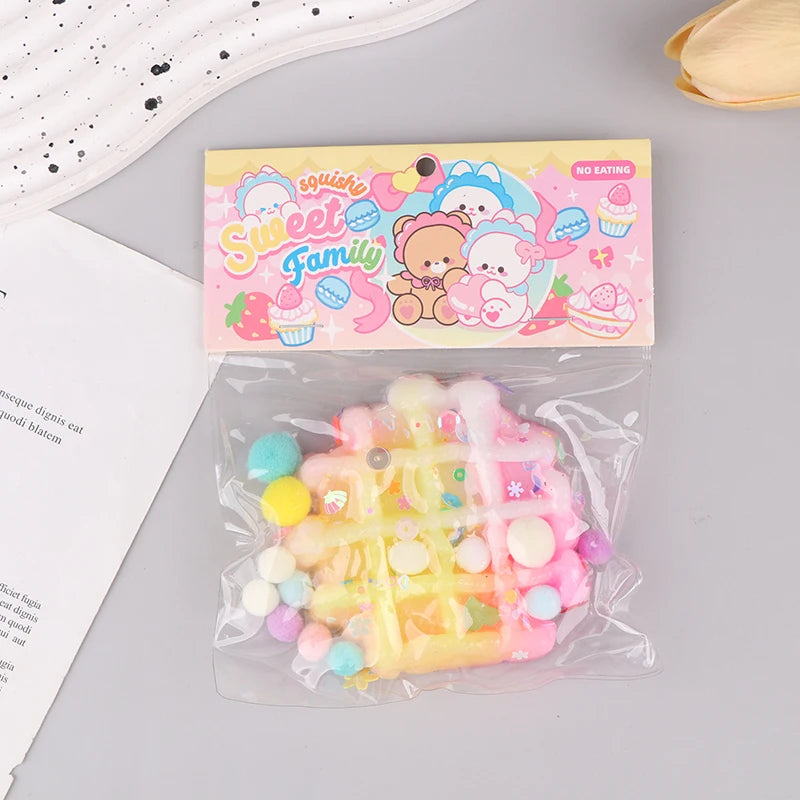 1PC Cute Squishy Toy Kawaii Plush Cake Waffles Donuts Food Slow Rebound Pinch Decompression Toy Stress Release Vent Gift