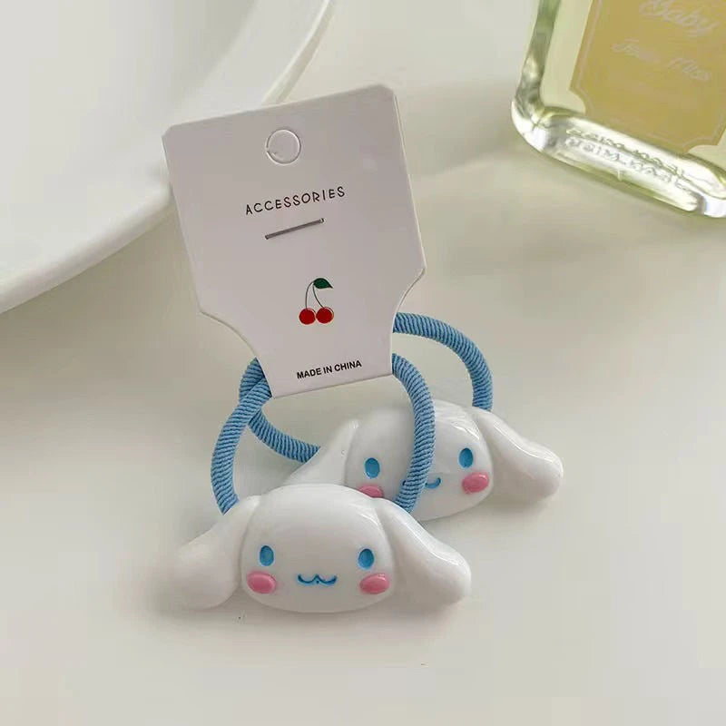 Sanrio Kawaii Cinnamoroll Fashion Cute Trendy Hair Rope Rubber Bands Scrunchie Headband Elastic Hair Bands Plush Hair Circle