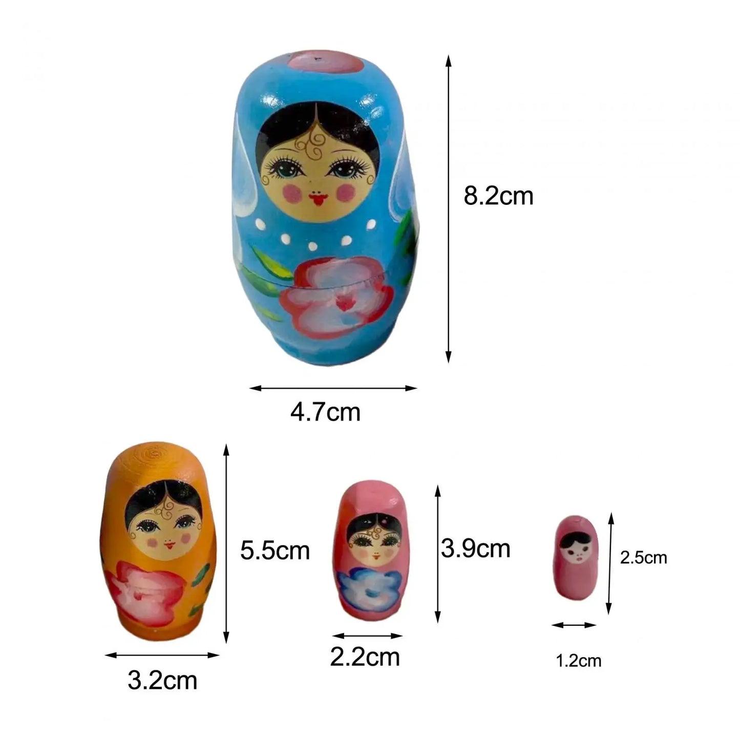 4 Pieces/Set of Wooden Russian Nesting Doll 4 Layers Hand Painted Nesting Christmas Gift for Kids Boy Girl Home Decoration