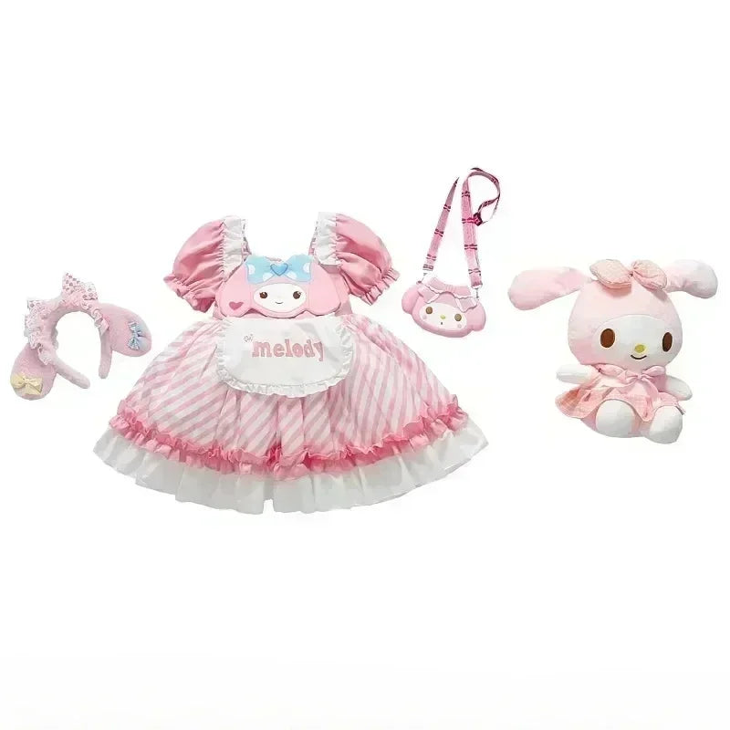 Sanrio Cinnamoroll Children's CosPlay Kuromi Dress Blue Girl Strap Skirt My Melody Dress Princess Dress Girl's Birthday Gifts