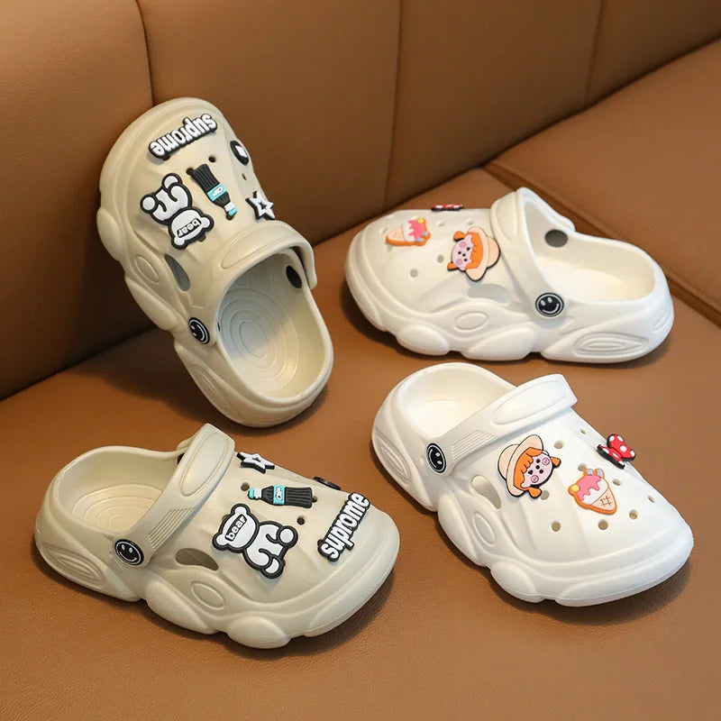 Infant Shoes Flip Flops for Children's Mules Baby Slippers Clogs Wear Hole Sole Kids Boys Sandals Summer Beach Platform Soft Diy