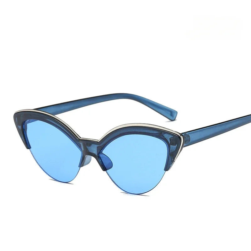 Vintage White Cat Eye Sun Glasses for Women Vintage New Fashion Small Half Frame Eyewear Trending Travel Sexy Woman Sunglasses