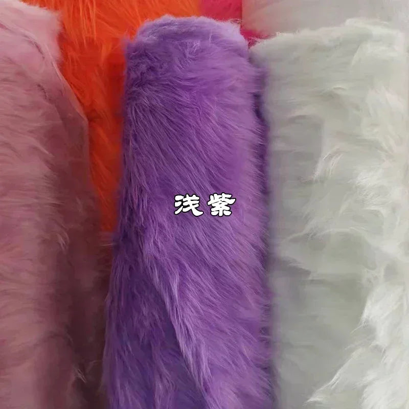 Soft Long Hair Plush Fabric Faux Fur by the Meters for Toy Upholstery Cosplay Diy Sewing Cloth Black Blue Purple Gray Beige Red