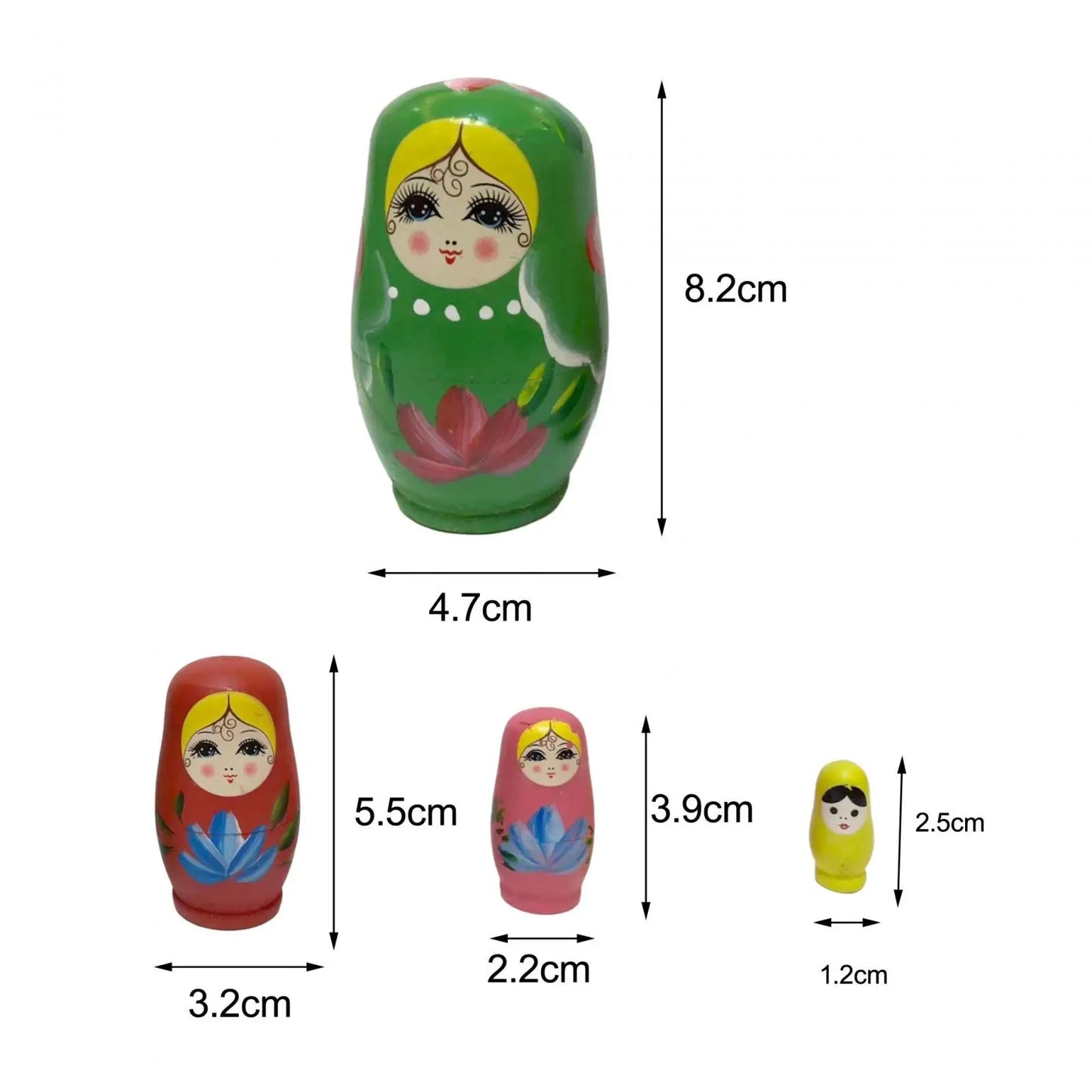 4 Pieces/Set of Wooden Russian Nesting Doll 4 Layers Hand Painted Nesting Christmas Gift for Kids Boy Girl Home Decoration