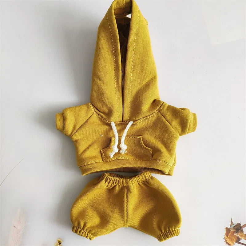 17cm Labubu Doll's Clothes the Monster Outfit Accessories Clothing DIY Kids Gift Girls Hooded Sweatshirt Pants Shoes White E25V