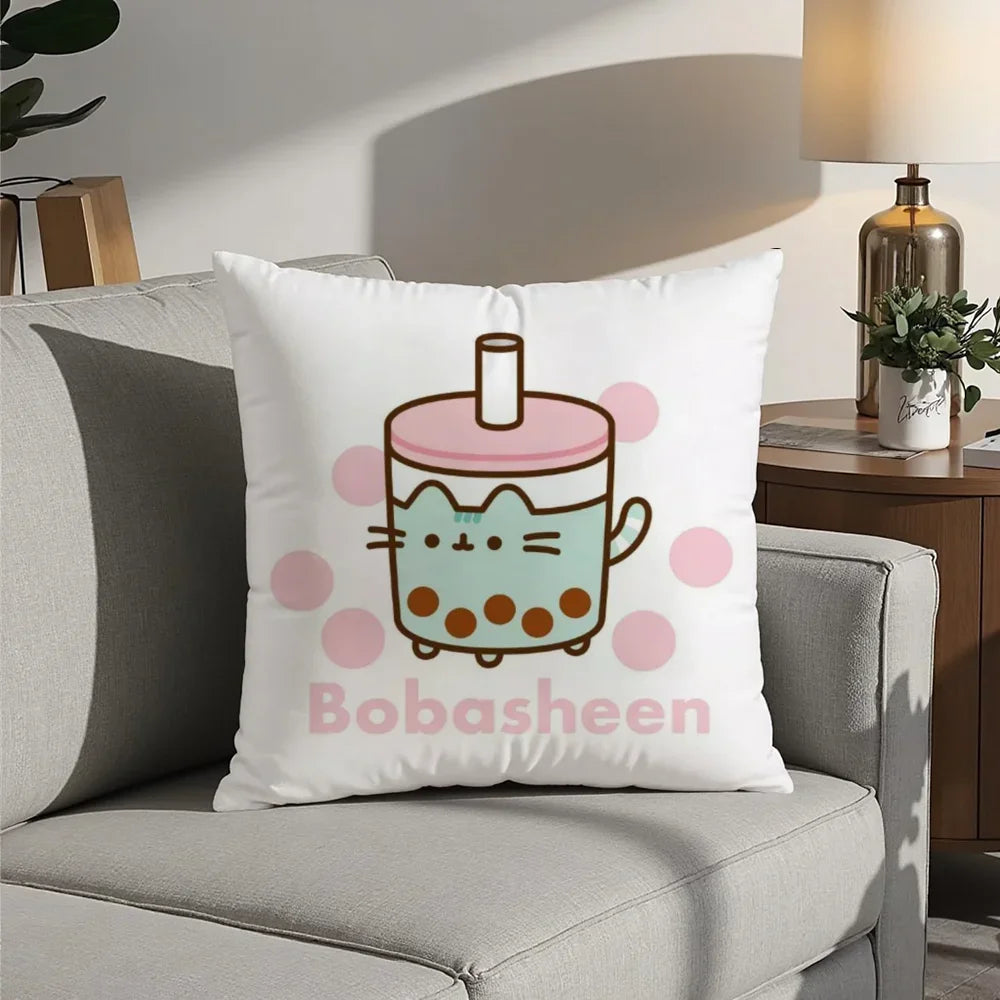 Cute P-PusheenS Cartoon Pillow Case Plush Fabric Soft Pillowcase Double Sided Print Cushion Cover Household Gifts