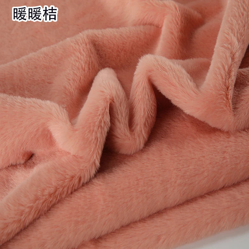 Plain Faux Fur Fabric Smooth by the Meter for Clothes Coats Dolls Sewing Thickened Imitation Rex Rabbit Plush Textile Soft Silky