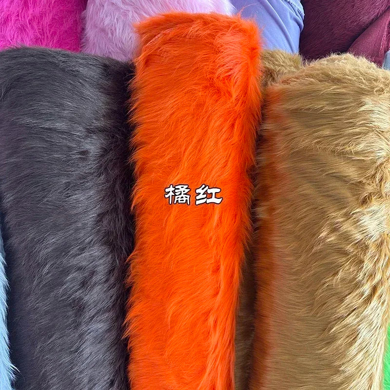 Soft Long Hair Plush Fabric Faux Fur by the Meters for Toy Upholstery Cosplay Diy Sewing Cloth Black Blue Purple Gray Beige Red