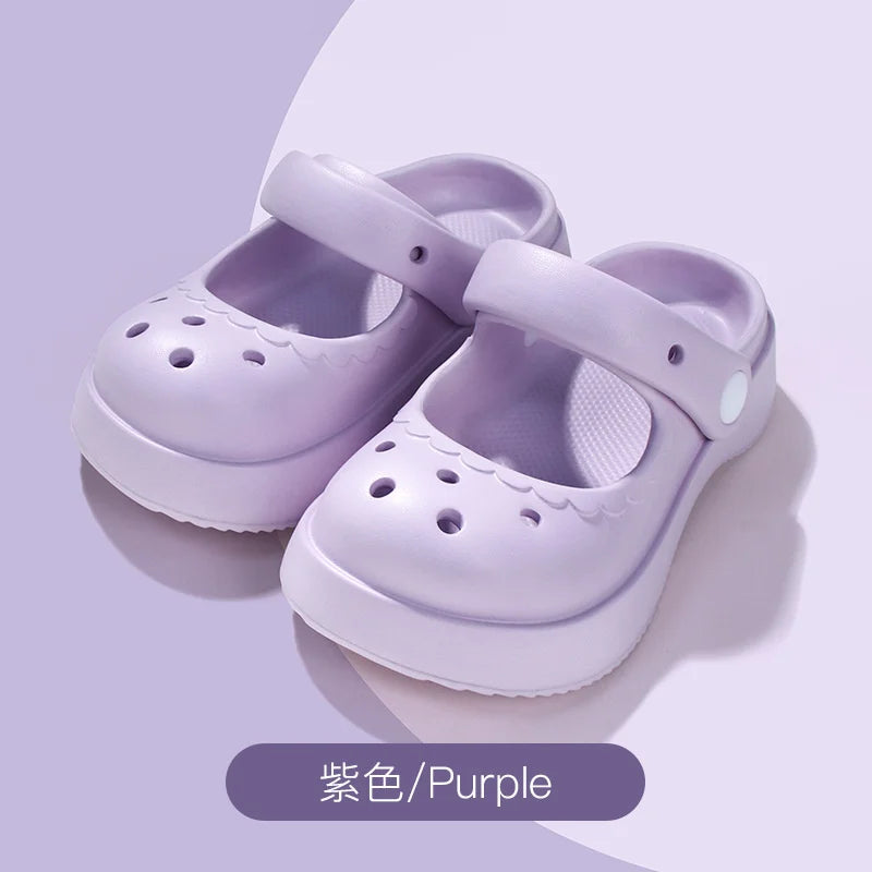 Summer Solid Girls Slippers EVA Soft Anti Slip Platform Kids Clogs Shoes Waterproof Hollow Out Garden Beach Children Slippers