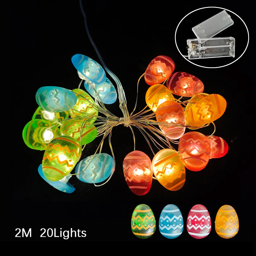2M 20Leds Easter Fairy Light String Easter Eggs Rabbit Carrot Led Lights for Home Garland Diy Light Happy Easter Decoration 2025