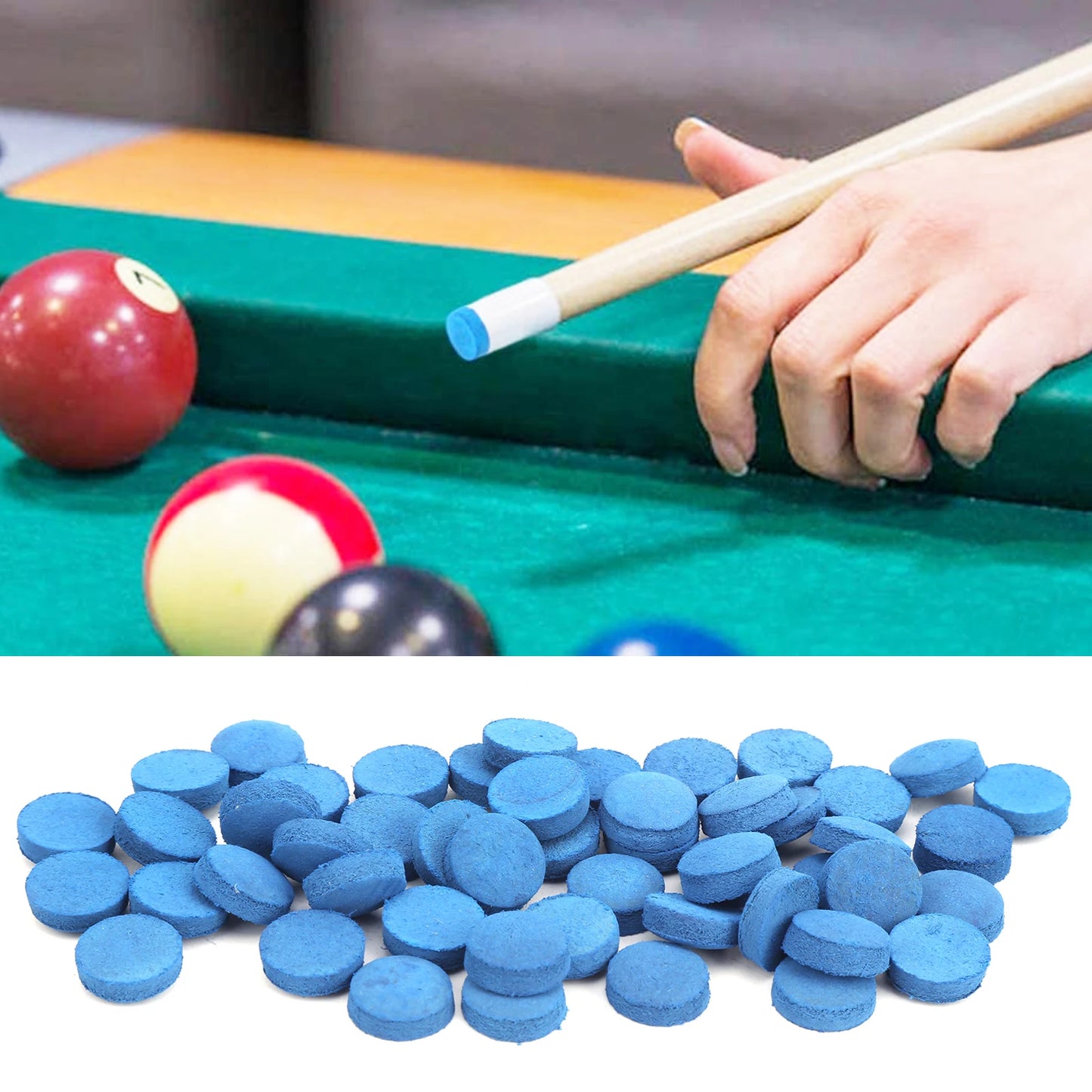 ZK20 50PCS PU Leather Billiard Pool Cue Tips Pool Stick Replacement Accessory With Storage Box